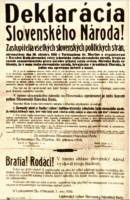 Deklarácia slovenského národa,  Martinská deklarácia, 30. október / 30.10.