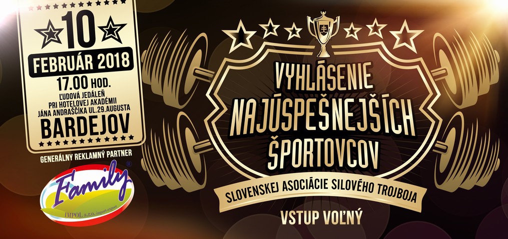 Vyhlásenie najúspešnejších športovcov Slovenskej asociácie silového trojboja