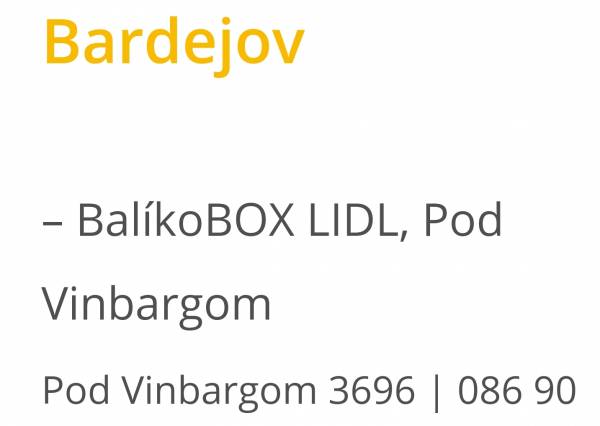 BalíkoBox Bardejov